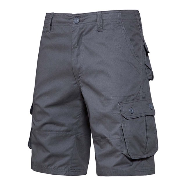 Sentmoon Mens Cargo Shorts High Waist Beach Shorts Loose Solid Color Button 2025 Summer Gym Shorts Multi Pocket Man Comfy for Sports Running Dark Gray 30