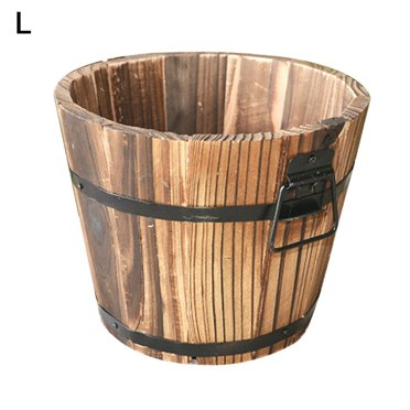 Flower Pot Wooden Barrels Planters Whiskey Barrels Bucket with Handle Flower Planter Pots Container Wishing Pail Planter Home Decor 1pc