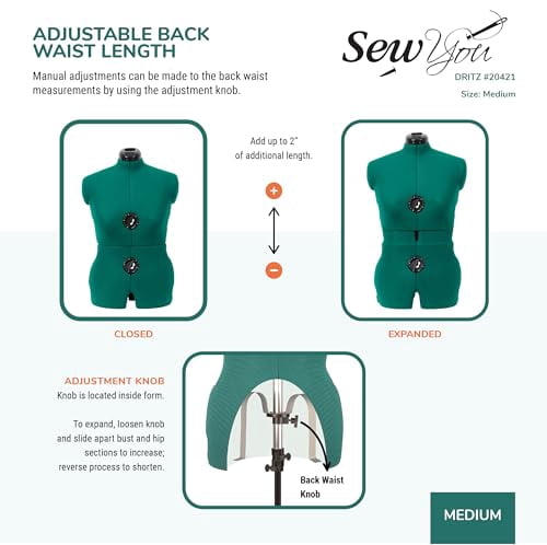 Dritz Robe à Coudre Ajustable, Moyenne, Vert Opale