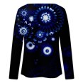 thumbnail image 5 of IROINID Offres Dames Manches Longues T-Shirts Décontractés Imprimé Col Rond T-Shirt Ample Blouse d'Automne Chandail, Bleu Foncé, 5 of 5