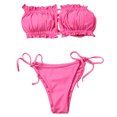 thumbnail image 2 of Gupgi Womens Solid Color Swimming Set, Bandage Bikini Top + Lace Up Briefs, 2 of 5