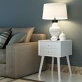 thumbnail image 3 of Gymax Table de Chevet en Bois Style Mi-Siècle Table d'Extrémité Latérale Chambre avec 2 Tiroirs de Rangement Blanc, 3 of 9