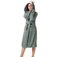 thumbnail image 1 of Teissuly Peignoirs pour Femmes Mode Allongé Garder au Chaud Col à Revers Même Style Pyjama à Capuche Uni Manches Longues Nuisette, 1 of 6
