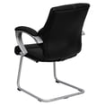 thumbnail image 3 of Black Leather Executive Side Reception Chair with Silver Sled Base, 3 of 5