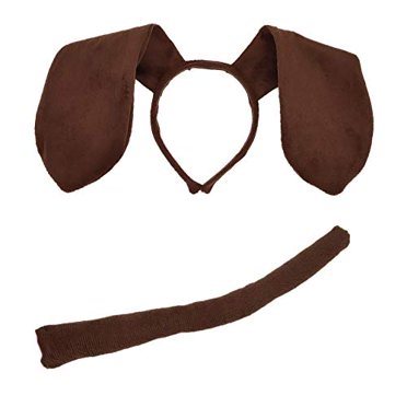 Serre-tête et Queue pour Chien Animal à Longues Oreilles - Accessoire de Costume pour Chiot Toutou - Ensemble Oreilles et Queue - Serre-Tête Oreilles