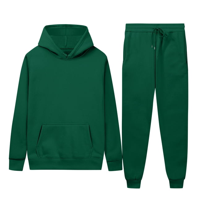 Weiqiqre Sweat Suits for Men Solid Color Loose Fit Basic Pullover Hoodies Sweatshirt Sport Jogging Suits