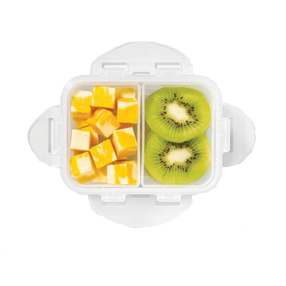 Starfrit LocknLock Rectangular Divided Container, 11oz / 350ml, 2-Compartment Removable Divider, Airtight Leakproof, BPA-Free Polypropylene, Microwave Freezer Dishwasher Safe