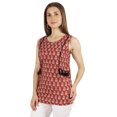 thumbnail image 3 of Moomaya Tunique Sans Manches en Coton Imprimé à Col en V Haut Long d'Été Blouse Décontractée pour Femmes, 3 of 6