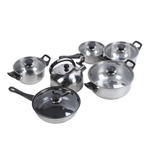 Ensemble de produits de cuisine, casseroles de cuisson Sauce Saute Pans Set facile à nettoyer en plastique noir poignée polyvalente pour la maison