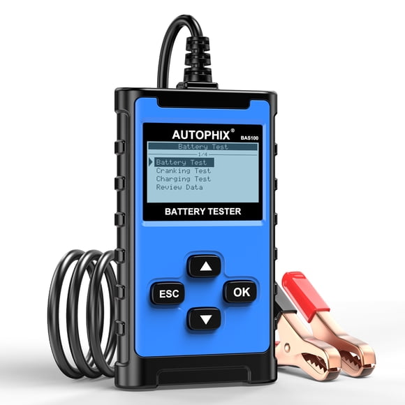 Autophix BAS100 Testeur de Batterie 100-2000CCA Vérificateur de Batteries de Voiture Test de Démarrage Test de Charge pour Scanner de Batterie AGM GEL EFB Régulièrement Inondé Analyseur de Diagnostic de Batterie 12V 24V pour Voitures, Motos