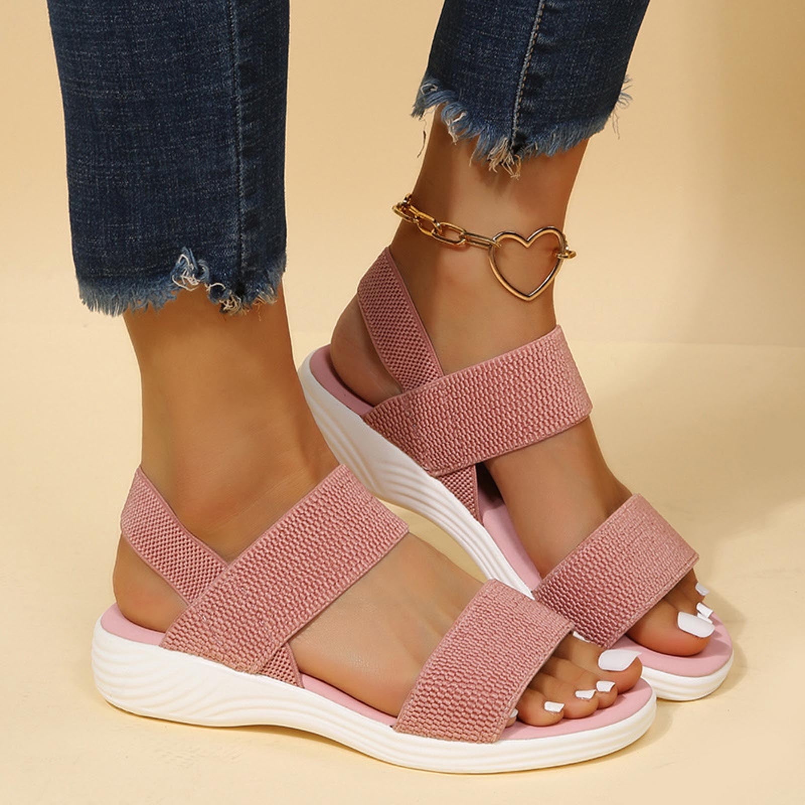 Dvkptbk Sandales Noires à Plateforme Compensée Confortables pour Femmes à Brides Réglables à Crochet et Boucle avec Fleurs - Rivets Strass, Claquettes Brunes Confortables pour Femmes pour l'Intérieur Ou l'Extérieur - Soldes d'Été Liquidation