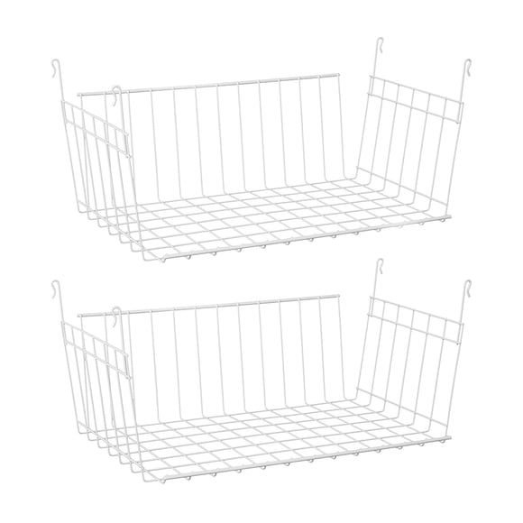 ClosetMaid 17 In Wide Hanging Basket for Wire Shelving, White (2 Pk)
