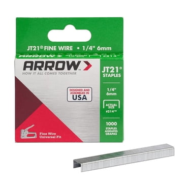 Arrow 214 JT21 Thin Wire Staples for Staple Guns and Staplers, 1/4-Inch Leg Length, 7/16-Inch Crown Width