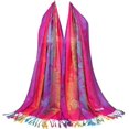 thumbnail image 1 of ORUYROP Fleurs Colorées Jacquard Coton pashmina Châle Enveloppant pour Femmes Foulards à Franges, 1 of 6