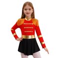 thumbnail image 1 of Choomomo Robe de Fanfare Majorette pour Filles Enfants à Franges à Manches Longues avec Découpe au Dos Justaucorps Uniforme de Batteur Rouge 8, 1 of 7