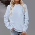 thumbnail image 2 of Yuyuzo Hauts d'Automne pour Femmes Chandails à Col Rond Manches Longues Chandail Uni à Enfiler T-Shirts Coupe Ample, 2 of 4