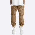 thumbnail image 4 of CHOK Men Flap Pocket Drawstring Elastic Waist Cargo Pants Straight-Fit Casual Pants Solid Trousers Relaxed Plus Size Long Pant, 4 of 9