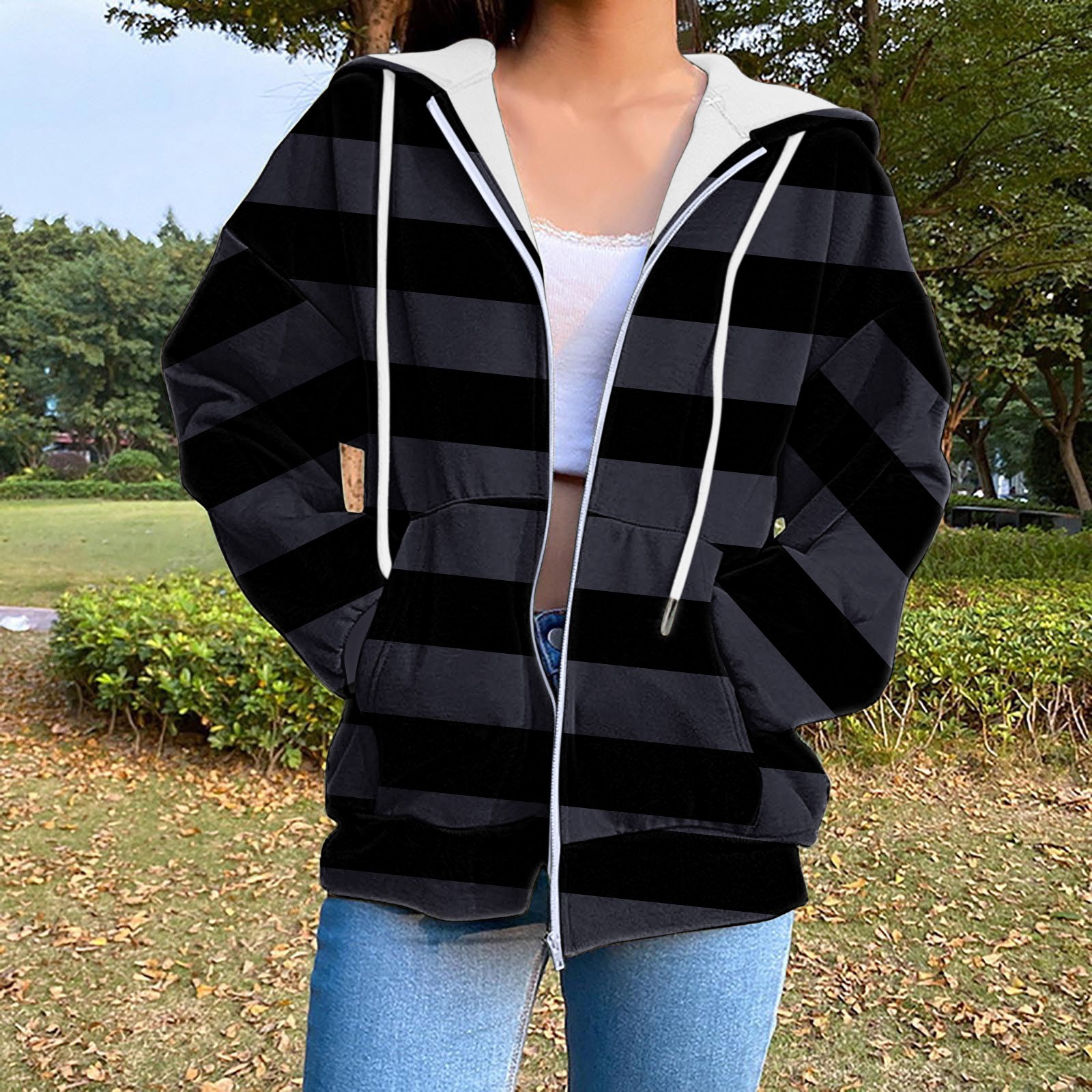 Chandails à Capuche Zippés pour Femmes Rabais de 50 % en Liquidation Blouse Mode Manches Longues Hauts Chandail Poches à Capuche