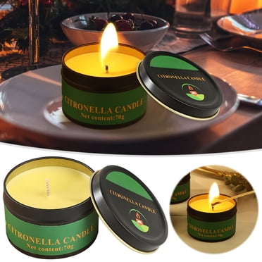 Vaidha Ensemble de 4 Bougies Parfumées à la Citronnelle en Boîtes en Fer-Blanc / Cire de Soya Naturelle / Combustion Longue Durée pour la Déco de la Maison, Patio Extérieur et Cadeaux / Ensemble de Bougies d'Aromathérapie pour la Détente