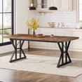 thumbnail image 3 of Tribesigns Farmhouse Dining Table for 6 People, 70.8-Inch Rectangular Wood Dining Table, Rustic Kitchen Table with Heavy Duty Metal Legs for Dining Room (Brown/Black), 3 of 7