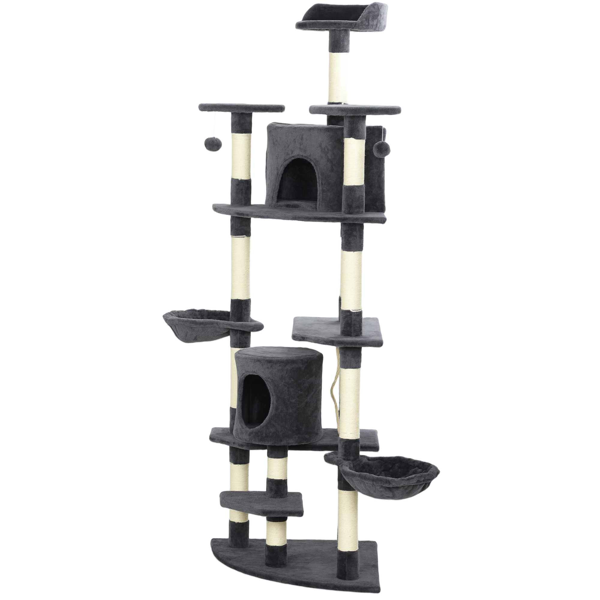 CoSoTower 79" Scratching Kitten Tree Condo Kitten Scratch Activity Center Toys Dark Grey