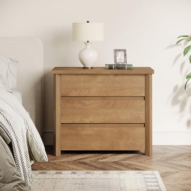 Tribesigns Nightstand with 3 Drawers, Rustic Farmhouse Bedside Table with Storage for Bedroom or Small Spaces, Easy Assembly, 1 Piece