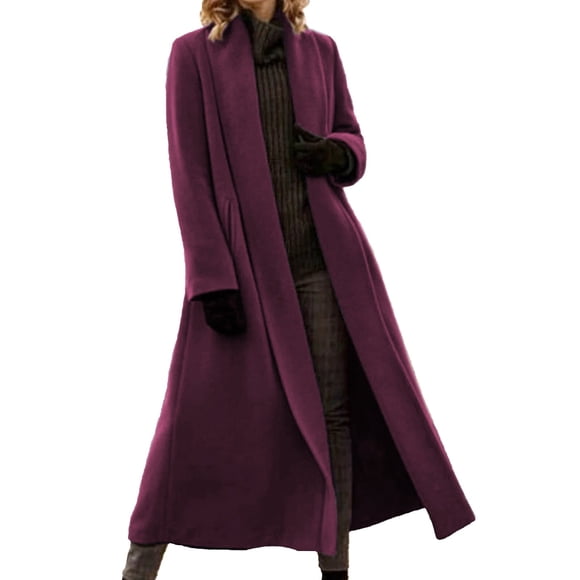 Wyzesi Women Winter Coat Women Fashion Solid Long Coat Long Sleeve Casual Wool Trench Coat Womens Coats And Jackets Long Dress Jackets For Women Plus Size