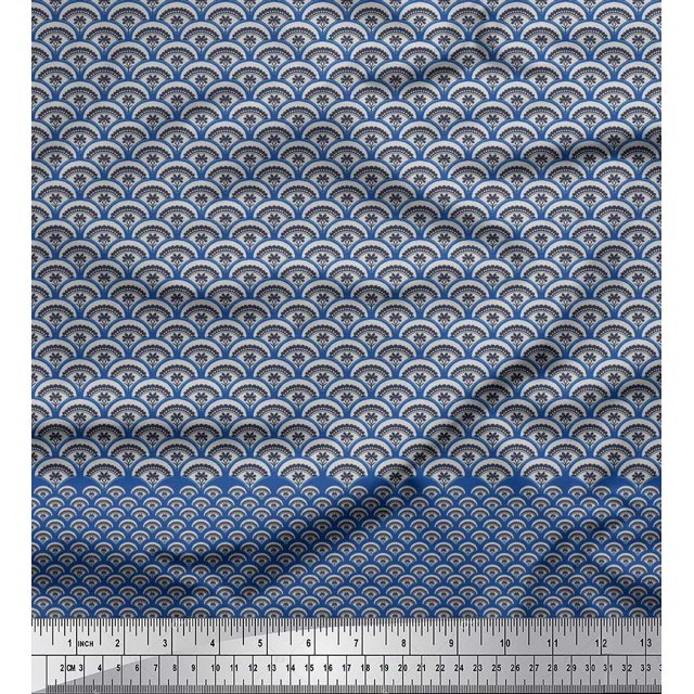Soimoi Rayon Fabric Artistic Floral & Scale Geometric Decor Fabric Printed Yard 42 Inch Wide