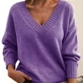 thumbnail image 2 of Timegard Hauts pour Femmes Col en V Profond Manches Longues Ample Confortable Chandail à Enfiler Automne Hiver Décontracté Hauts Chandail, 2 of 3