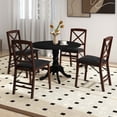 thumbnail image 4 of Costway 4-Person Dining Table Wooden Kitchen Table with Solid Rubber Wood Frame for Kitchen Black, 4 of 10