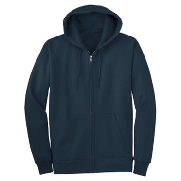 Classic Fitted Basic Zip Up Hoodied Sweater - Navy - Large