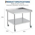 thumbnail image 2 of Heavy-Duty Stainless Steel Commercial Worktable with Adjustable Shelf, 3-Sided Backsplash & 5" Wheels – Professional Prep Table for Kitchen, Restaurant, Food Service, Grill, and Storage, 2 of 7