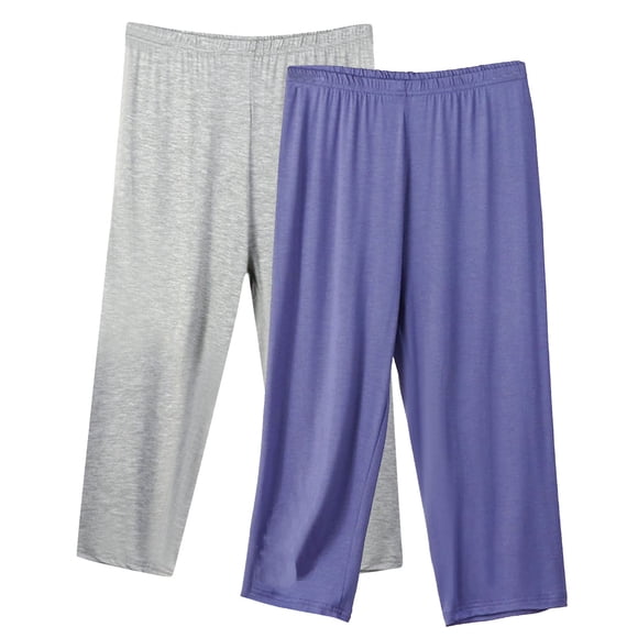 Cameland 2PC Cotton Capri Pajama Pants Womens Plus Size Elastic Waist Capris Cozy Soft Sleep Pjs Bottom Cropped Loungewear