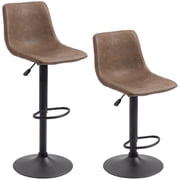 HOMCOM 2pc Adjustable Counter Height Bar Stools Kitchen Counter Stool Brown