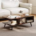 thumbnail image 2 of Gymax 2-Tier Coffee Table w/ Compartments & Metal Legs Rectangle Tea Cocktail Table Coffee, 2 of 10