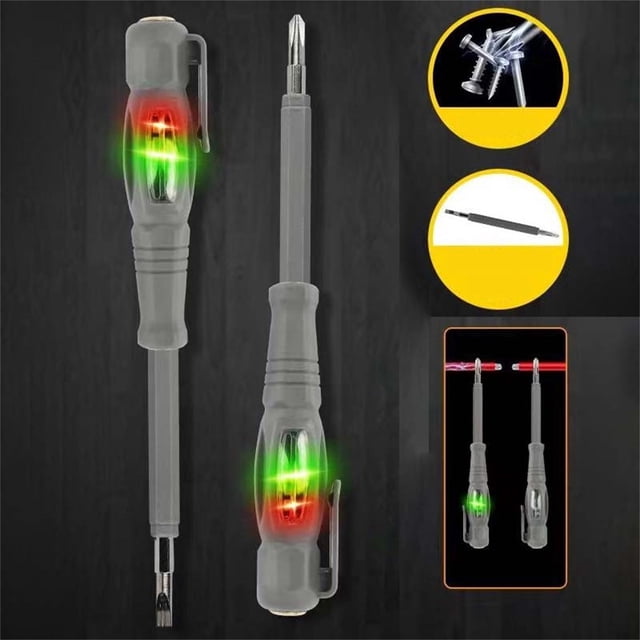 Aodebiao 1 Packs Magnetic Screwdriver Tester Pen 2-in-1 Electrical Voltage Detector with LED Light Non-Contact AC Voltage Sensor Tool for Electricians Home Repair DIY