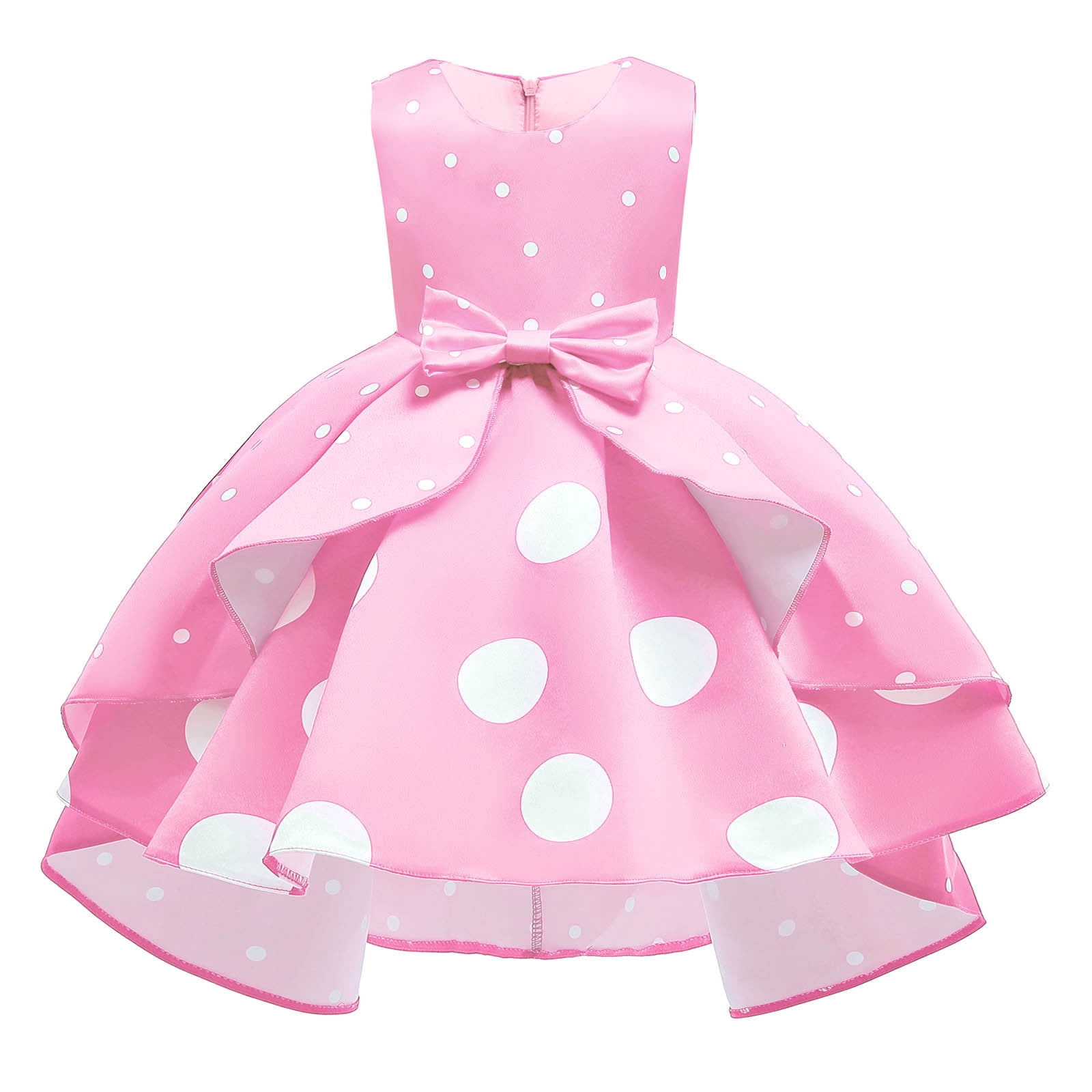 Liquidation d'Économies d'Hiver! PEZHADA Robe d'Hiver pour Fillette pour Tout-Petit, Style Explosion Vêtements pour Enfants Robe pour Fille à Pois Rétro Robe de Princesse pour Enfants Robe de Performance de Noël Rose 9-10 Ans