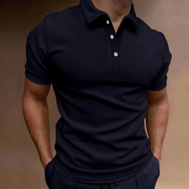 EGNMCR Chemises à Manches Courtes pour Hommes Été T-shirt Décontracté, Hommes Décontracté Uni Col Rabattu Chandail à Boutons Blouse à Manches Courtes Hauts,