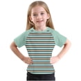 thumbnail image 4 of Économies d'Été! SROBPTY T-Shirts à Manches Courtes pour Tout-Petits, Garçons Tout-Petits Mode Col Rond à Rayures Imprimé Manches Courtes Vert Menthe, 7 Ans, 4 of 5