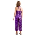 thumbnail image 2 of Choomomo Combinaison à Sequins pour Filles, Col Halter, Sans Manches, pour Fête, Danse Formelle, Violet 8, 2 of 7