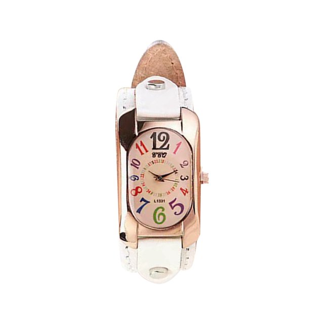 HBFAGFB Women's Watch Quartz Leather Strap Rectangular Colored Digital Watch Cute Dress E