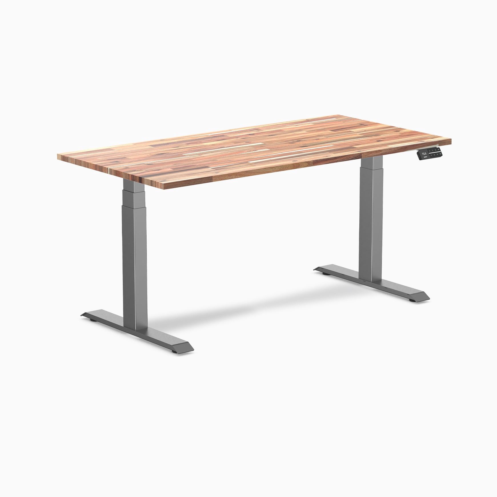 Desky Dual Softwood Sit Stand Desk - Acacia / 60 x 30 Inches / Space Grey
