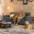 thumbnail image 2 of HOMCOM 3 Seater Sofa with Spring Cushion Cup Holder for Bedroom Dark Grey, 2 of 10