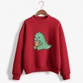 thumbnail image 2 of IROINID Rabais Vêtements d'Hiver pour Femmes Chandails à Capuchon d'Hiver Chandails Aguichant Col Rond Manches Longues Hauts Blouse Imprimée Régulière, Rouge, 2 of 3