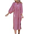 thumbnail image 1 of RKSTN Robes pour Femme Robe à Imprimé Floral à Manches Bouffantes Grande Taille Robe à Manches Courtes à Col en V Fluide Robe Maxi de Soirée, 1 of 6