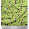 thumbnail image 1 of Soimoi Green Poly Georgette Fabric Cage & Humming Bird Printed Craft Fabric by the Yard 52 Inch Wide, 1 of 5