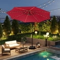 thumbnail image 4 of Costway 10 FT Solar Offset Hanging Umbrella with 96 Solar Multi-colored Flowing LED Lights Red, 4 of 10