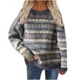 thumbnail image 1 of Hauts à Manches Longues pour Femmes Automne et Hiver Col Rond Chandail Ample Tricoté Épais, 1 of 4