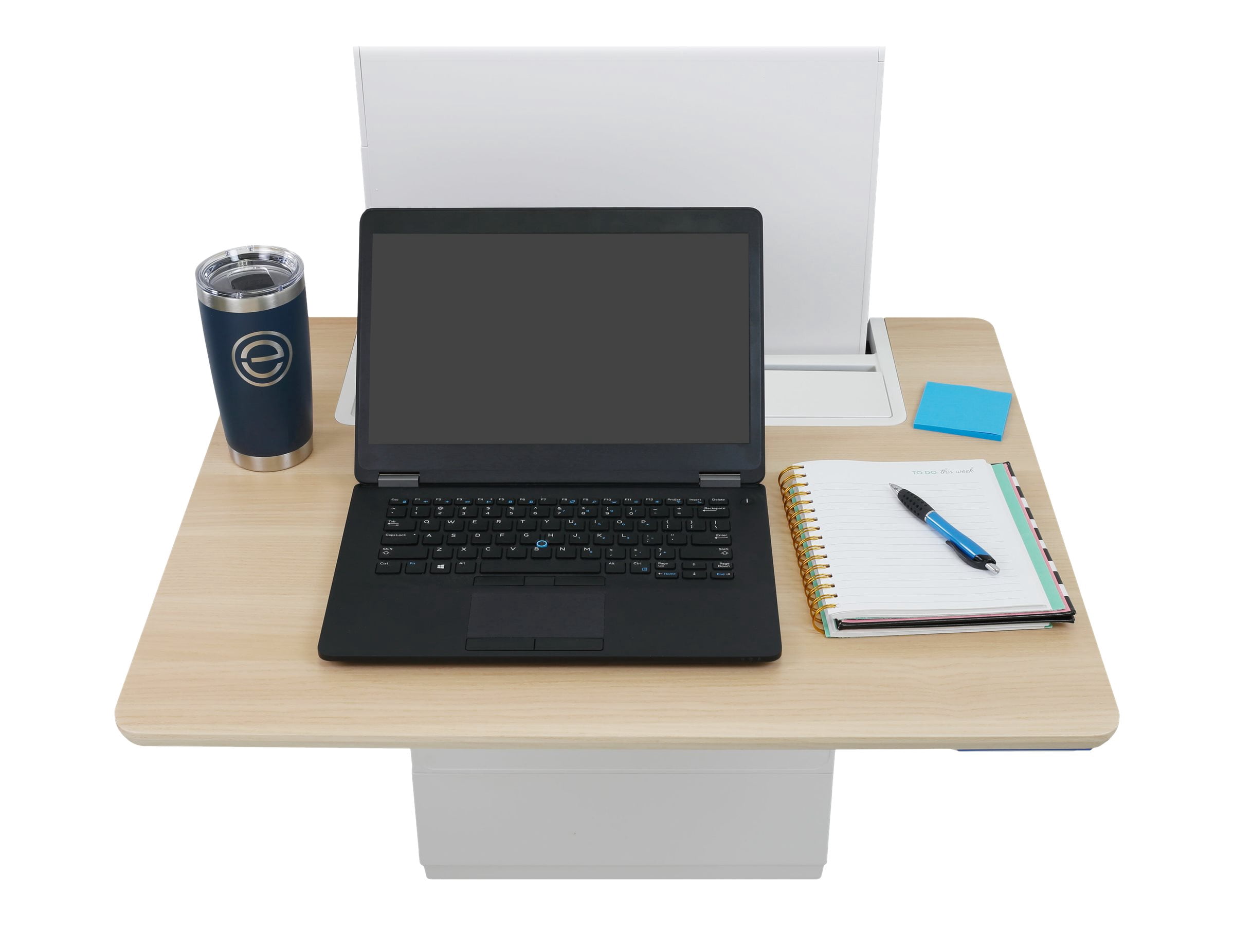 Ergotron WorkFit Elevate Assis-Debout - Bureau Mural Assis/debout - Rectangulaire - Érable mendota - base snow white