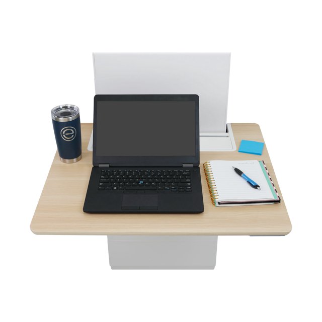 Ergotron WorkFit Elevate Assis-Debout - Bureau Mural Assis/debout - Rectangulaire - Érable mendota - base snow white